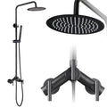 Premium Matte Black Outdoor & RV Shower System | Stainless Steel Rainfall & Handheld Combo