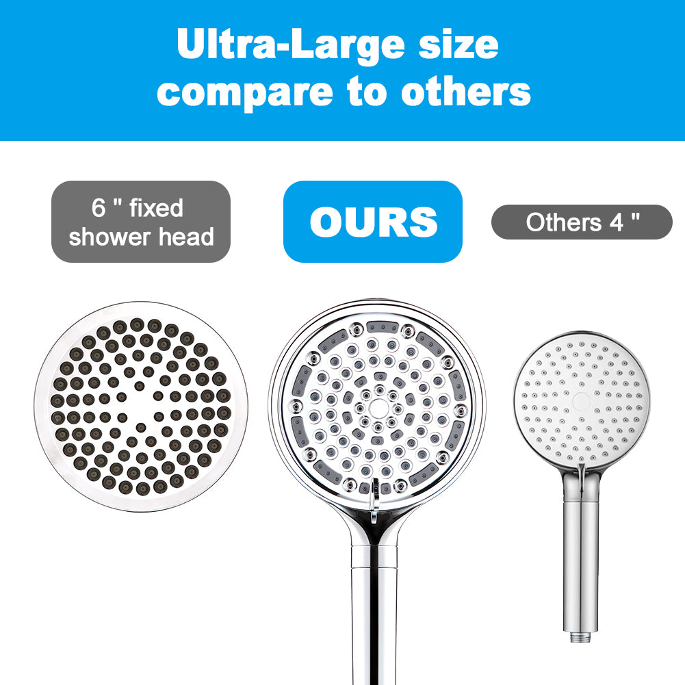 6-Inch Filtered Handheld Shower Head with 6 Spray Modes