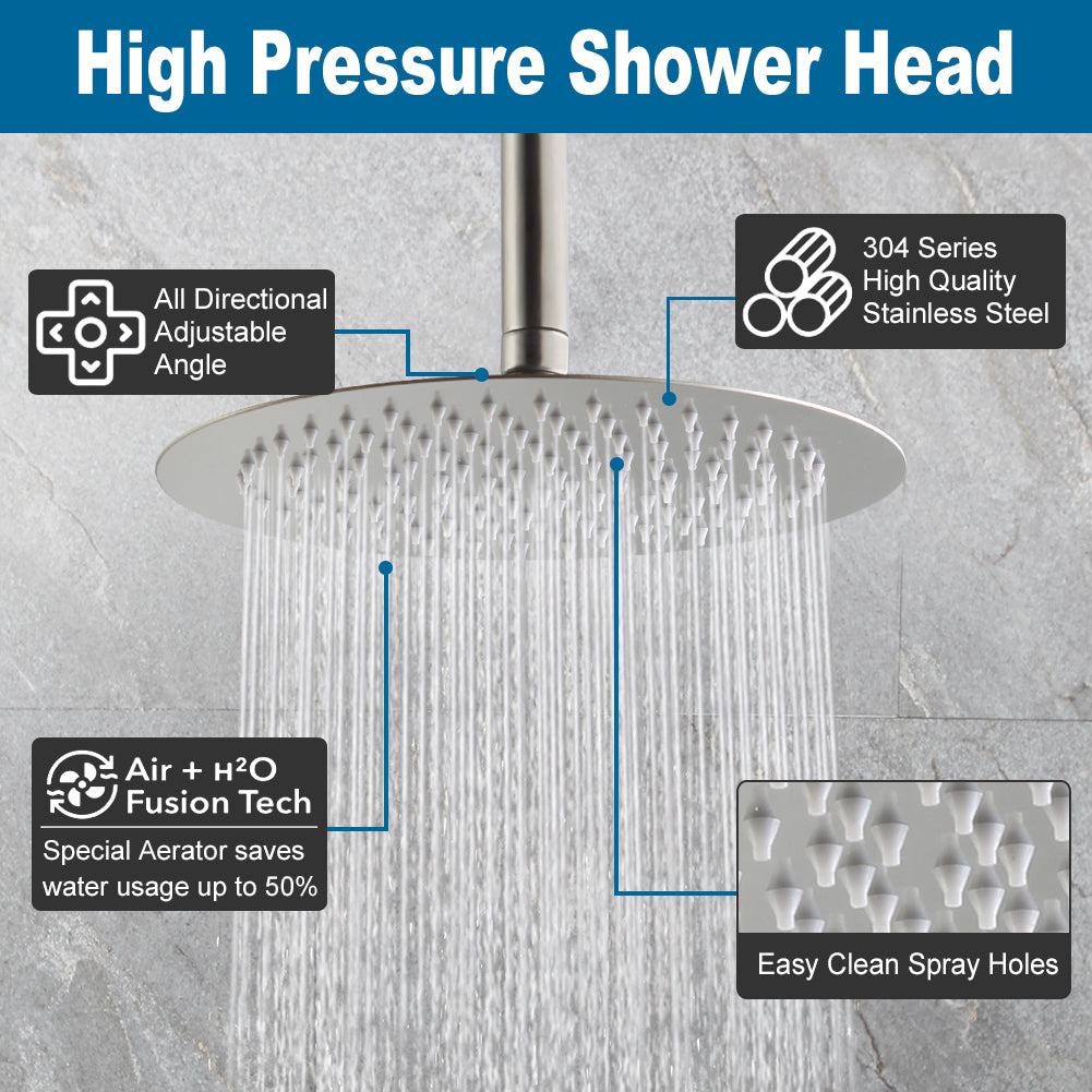 Premium Brushed Nickel Outdoor & RV Shower System | Stainless Steel Rainfall & Handheld Combo