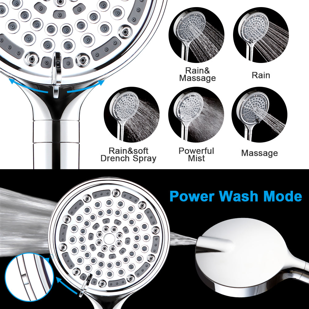6-Inch Filtered Handheld Shower Head with 6 Spray Modes