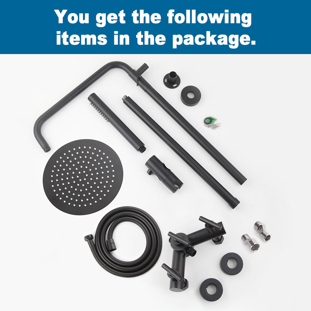 Premium Matte Black Outdoor & RV Shower System | Stainless Steel Rainfall & Handheld Combo