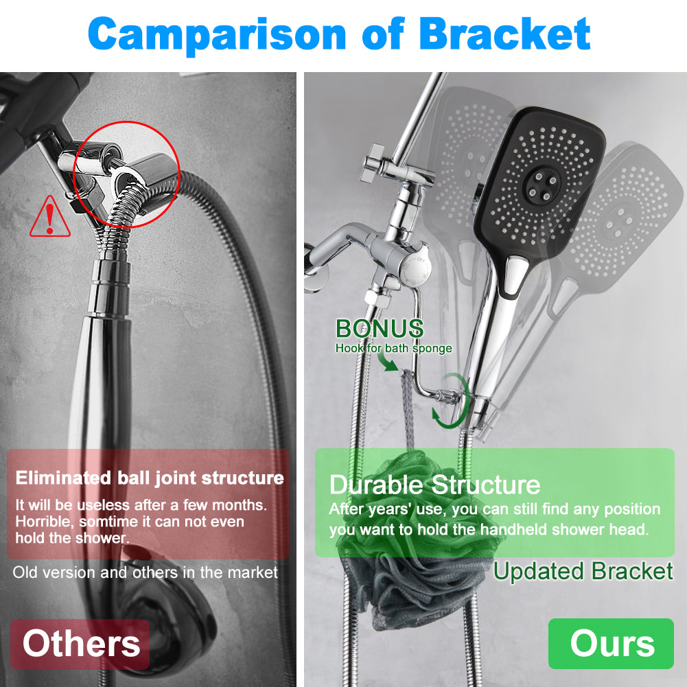 Dual shower head combo with 12" rain fall shower head and handheld